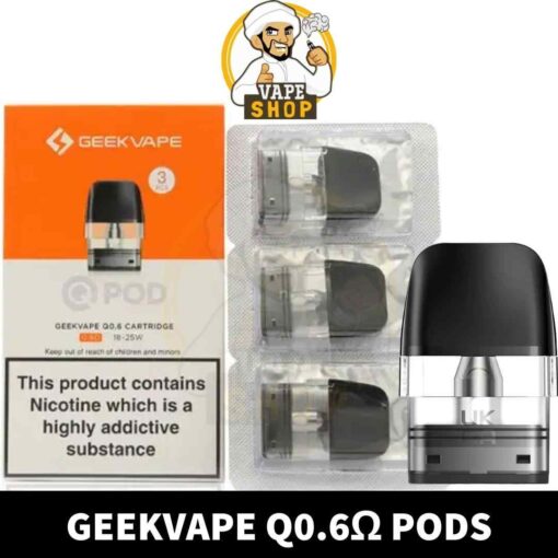 GEEKVAPE Q Pods 2ml Replacement Pods 0.6ohm, 0.8ohm, 1.2ohm Refillable Pods in Dubai, UAE - 3PCS Per Pack - Image 2