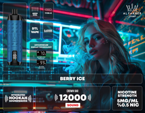 CROWN BAR AL FAKHER 12000 PUFFS 50MG Integrated Hookah Sound Wave Disposable Vape in Dubai - Image 20