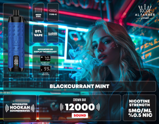 CROWN BAR AL FAKHER 12000 PUFFS 50MG Integrated Hookah Sound Wave Disposable Vape in Dubai - Image 18