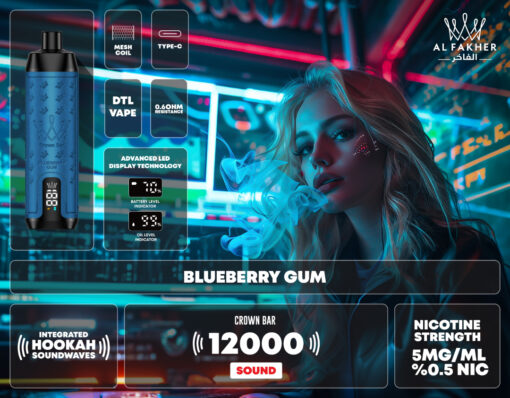 CROWN BAR AL FAKHER 12000 PUFFS 50MG Integrated Hookah Sound Wave Disposable Vape in Dubai - Image 15