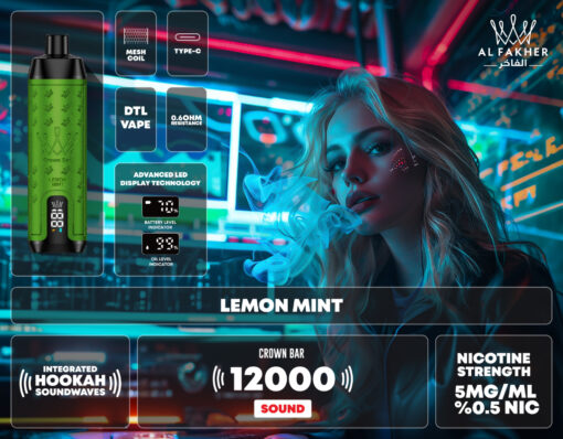 CROWN BAR AL FAKHER 12000 PUFFS 50MG Integrated Hookah Sound Wave Disposable Vape in Dubai - Image 10