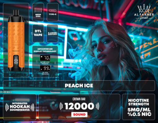 CROWN BAR AL FAKHER 12000 PUFFS 50MG Integrated Hookah Sound Wave Disposable Vape in Dubai - Image 4