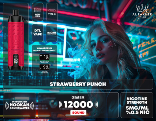 CROWN BAR AL FAKHER 12000 PUFFS 50MG Integrated Hookah Sound Wave Disposable Vape in Dubai - Image 3