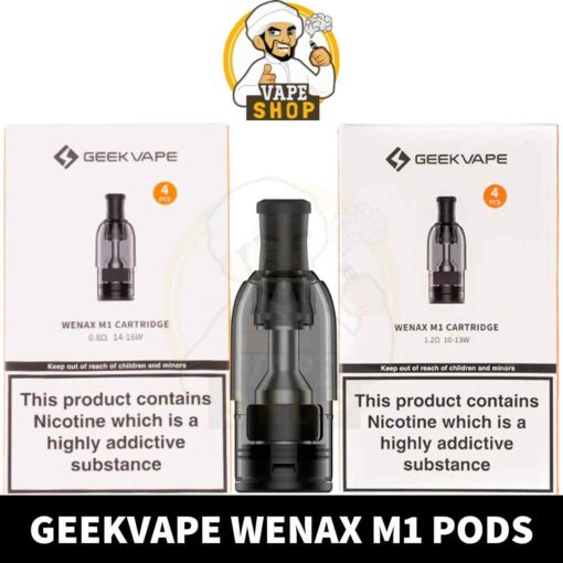 GEEKVAPE Wenax M1 Pods 0.8ohm, 1.2ohm Pod Cartridge 2ml Replacement Pod in Dubai, UAE - 4 PCS Per Pack