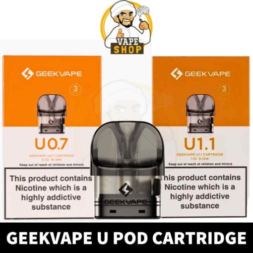 GEEKVAPE U Pods 0.7ohm, 1.1ohm Pod Cartridge 2ml Replacement Pod in Dubai, UAE - 3 PCS Per Pack