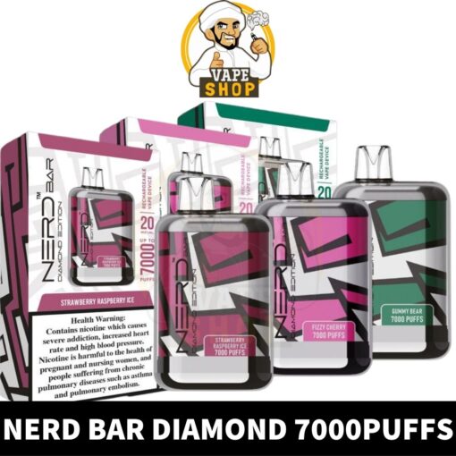 Nerd Bar Diamond 7000 puffs 2% nicotine 20MG Rechargeable Disposable Vape in Dubai, UAE