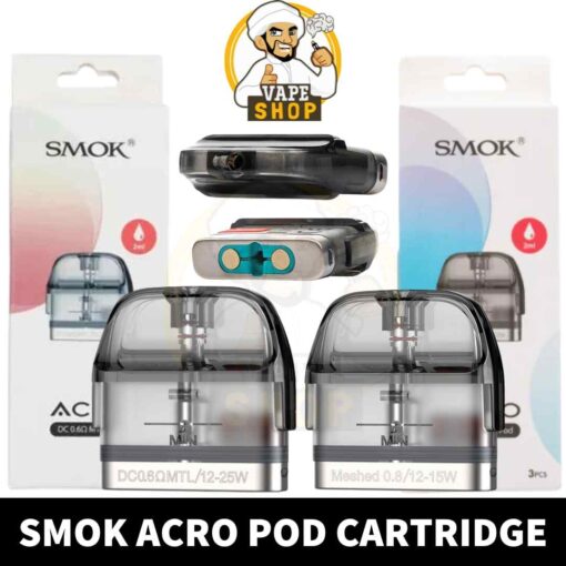 SMOK Acro Pods 2ml 0.8ohm MESH, 0.6 DC MTL Replacement Pods in Dubai, UAE - 3 PCS Per Pack