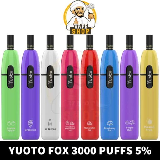 YUOTO Fox Disposable 5% 3000 Puffs Rechargeable Vape in Dubai, UAE