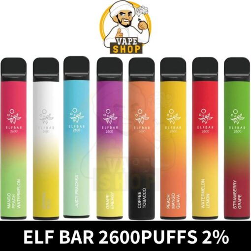 Elf Bar 2600 Puffs 2% nicotine Disposable Vape 1050mAh Vape in Dubai, UAE - Vape Shop AE