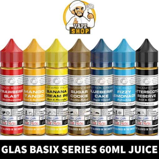 GLAS VAPOR E-Liquid Basix Series Vape Juice ● 60ml Juice 3mg & 6mg E-Liquid in Dubai, UAE