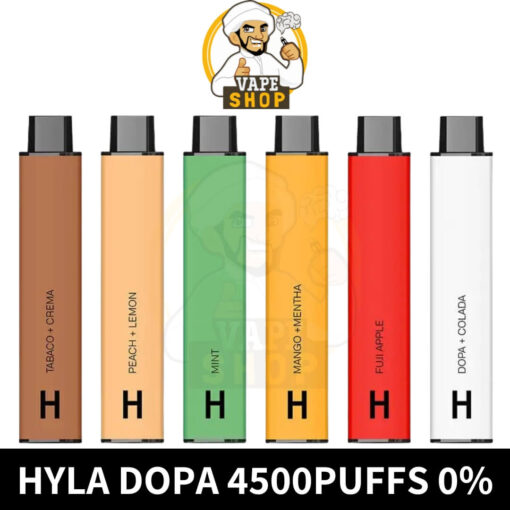 Hyla Dopa Disposable 4500 Puffs Nicotine Free Rechargeable Vape In Dubai