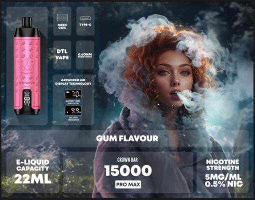 Crown Bar Pro Max Al fahker Disposable 15000 Puffs Rechargeable Vape in Dubai, UAE - Image 15