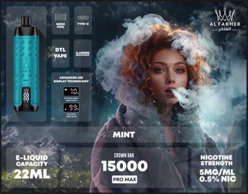 Crown Bar Pro Max Al fahker Disposable 15000 Puffs Rechargeable Vape in Dubai, UAE - Image 5