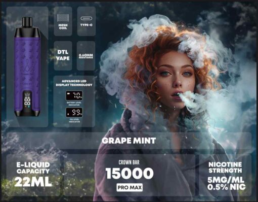 Crown Bar Pro Max Al fahker Disposable 15000 Puffs Rechargeable Vape in Dubai, UAE - Image 8