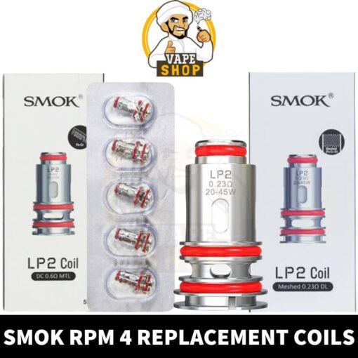 SMOK RPM 4 Coils LP2 Replacement Coils of DC 0.6Ω & MESHED 0.23Ω Pod Coils in Dubai, UAE - 5 PCS Per Pack