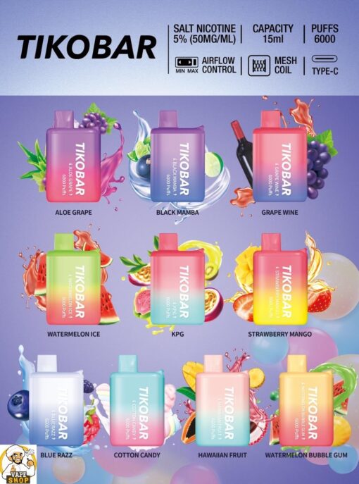 Tikobar 6000 Puffs Disposable Vape Rechargeable Buy in UAE Dubai - Image 3