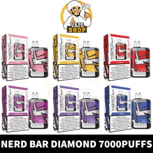Nerd Bar Diamond 7000 puffs 2% nicotine 20MG Rechargeable Disposable Vape in Dubai, UAE - Image 2