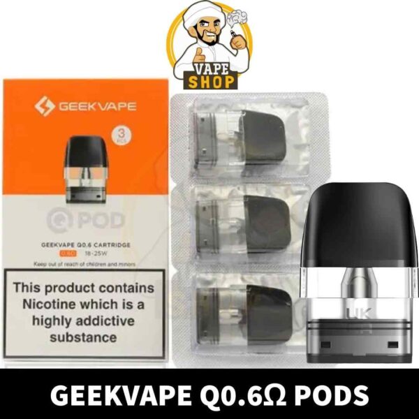 GEEKVAPE Q Pods 2ml Replacement Pods 0.6ohm, 0.8ohm, 1.2ohm Refillable Pods in Dubai, UAE - 3PCS Per Pack - Image 2