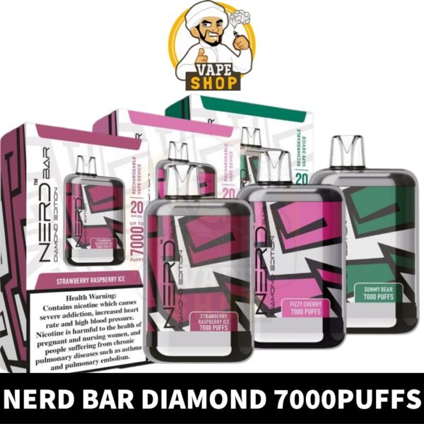 Nerd Bar Diamond 7000 puffs 2% nicotine 20MG Rechargeable Disposable Vape in Dubai, UAE - Image 1