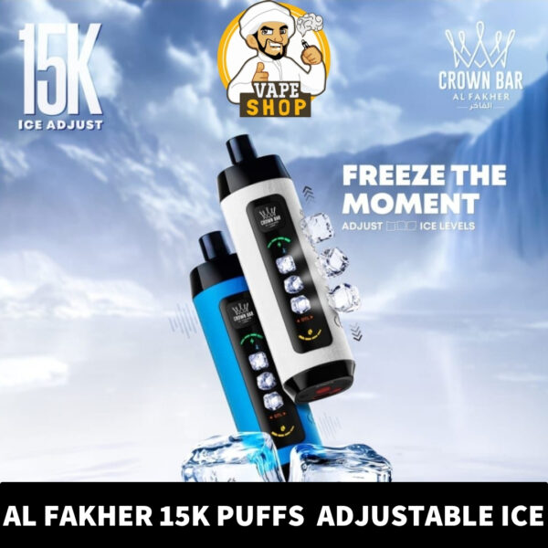 Crown Bar Al Fakher 15000 Puffs 0.5mg Adjustable Ice Build in hookah sound - Image 1
