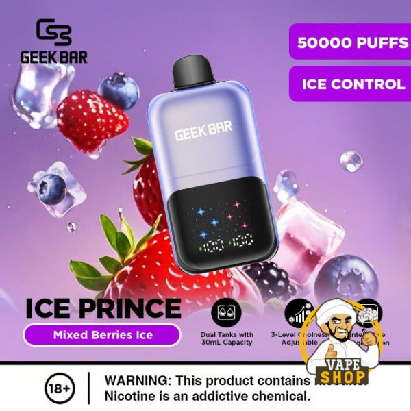 Geek Bar Ice Prince Upto 50000 Puffs 50mg Nicotine Disposable - Image 4