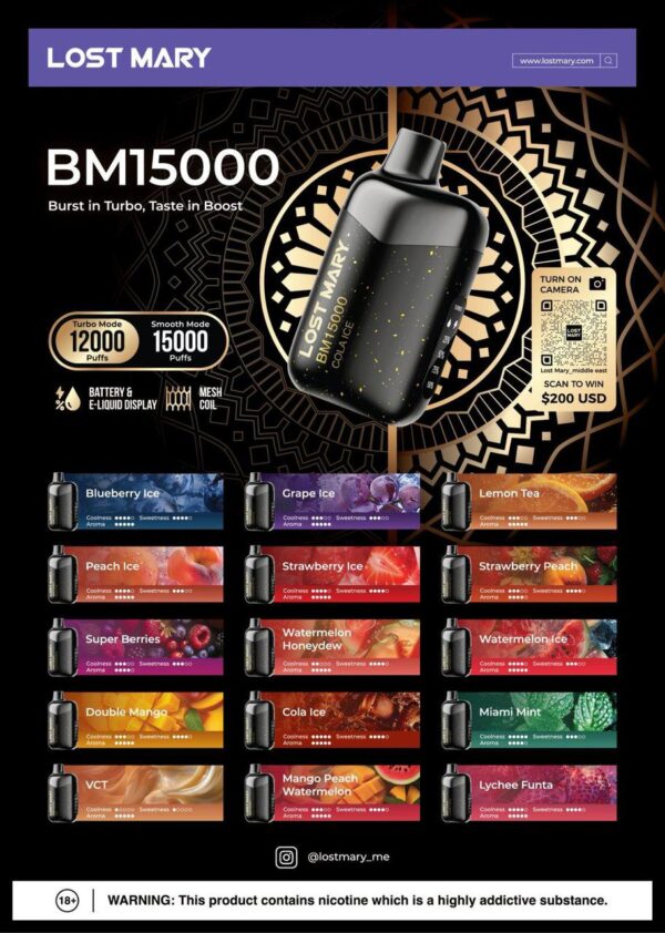 Lost Mary BM15000 Puffs 50mg Nicotine Dual Mode Disposable - Image 2
