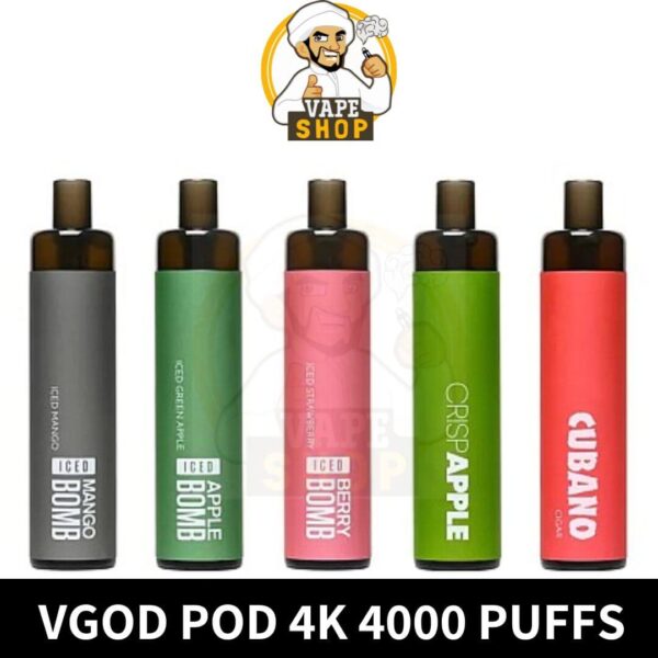 Vgod Pod 4k 4000 Puffs 20MG & 50MG Disposable Vape In UAE - Image 1
