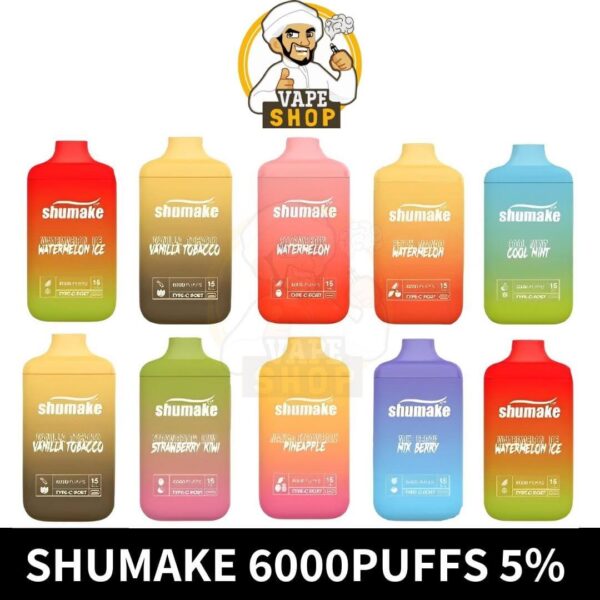 Shumake 6000Puffs Disposable 5% Nicotine UK Brand Rechargeable Vape in Dubai, UAE - Image 2