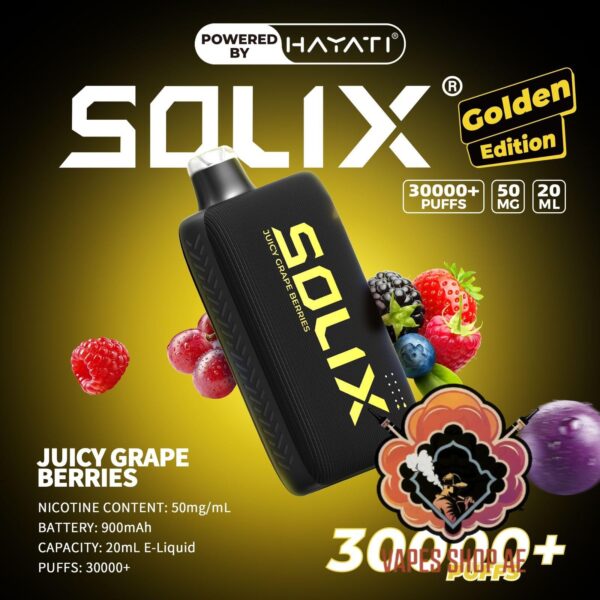 Hayati Solix 30000 Puffs 50MG Nicotine Disposable Vape Juicy Grape Berries