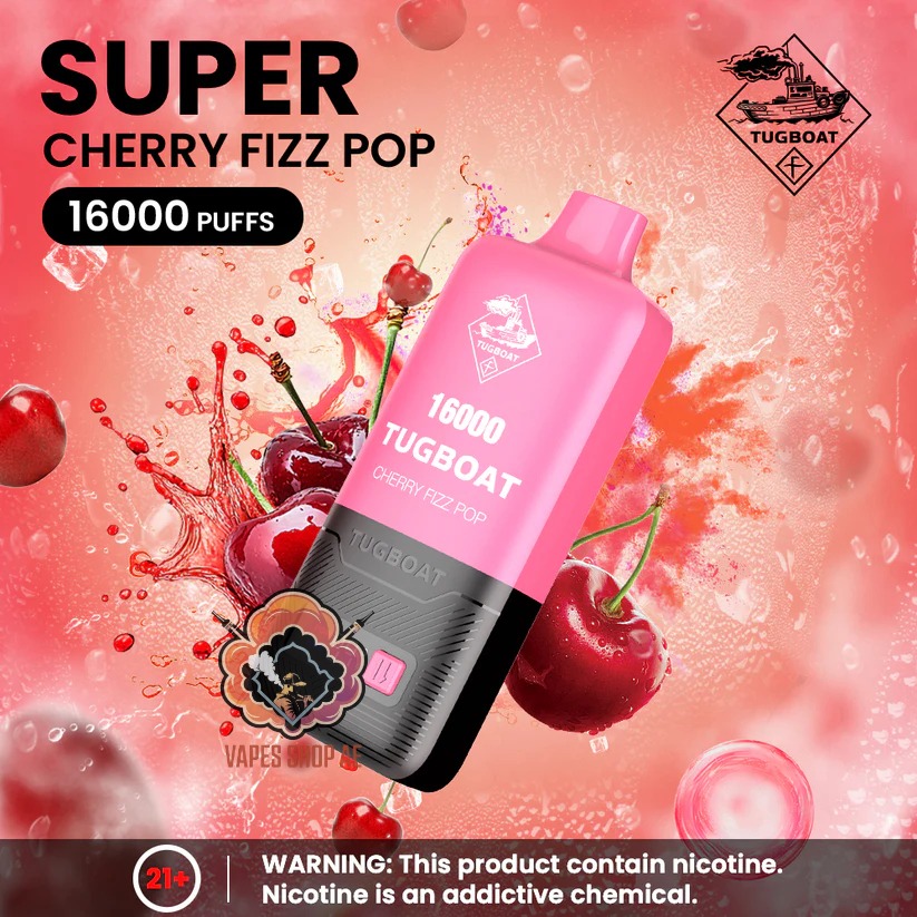 TUGBOAT Super 16000 Puffs 50MG Disposable Vape Price in Dubai Cherry Fizz Pop TUGBOAT Super 16000 Puffs 50MG Disposable Vape Price in Dubai Cherry Fizz Pop