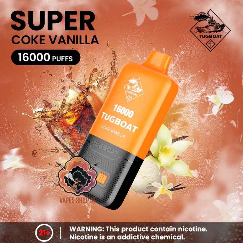 TUGBOAT Super 16000 Puffs 50MG Disposable Vape Price in Dubai Coke Vanilla TUGBOAT Super 16000 Puffs 50MG Disposable Vape Price in Dubai Coke Vanilla