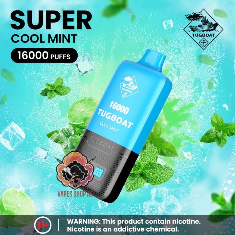 TUGBOAT Super 16000 Puffs 50MG Disposable Vape Price in Dubai Cool Mint TUGBOAT Super 16000 Puffs 50MG Disposable Vape Price in Dubai Cool Mint