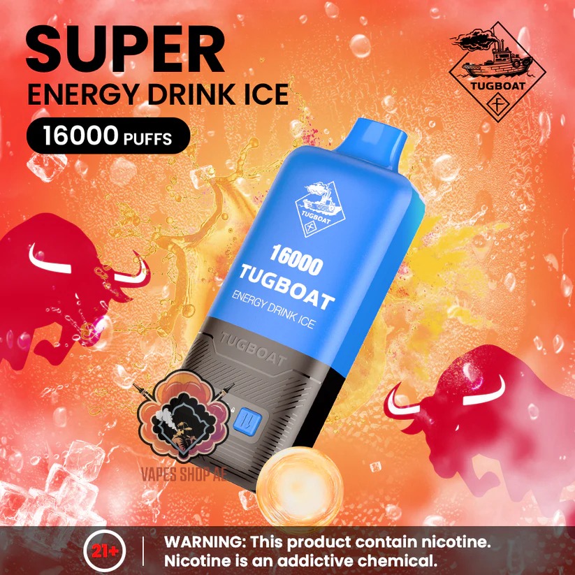 TUGBOAT Super 16000 Puffs 50MG Disposable Vape Price in Dubai Energy Drink Ice TUGBOAT Super 16000 Puffs 50MG Disposable Vape Price in Dubai Energy Drink Ice