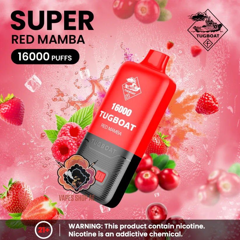TUGBOAT Super 16000 Puffs 50MG Disposable Vape Price in Dubai Red Mamba TUGBOAT Super 16000 Puffs 50MG Disposable Vape Price in Dubai Red Mamba