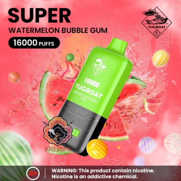 TUGBOAT Super 16000 Puffs 50MG Disposable Vape Price in Dubai Watermelon Bubblegum