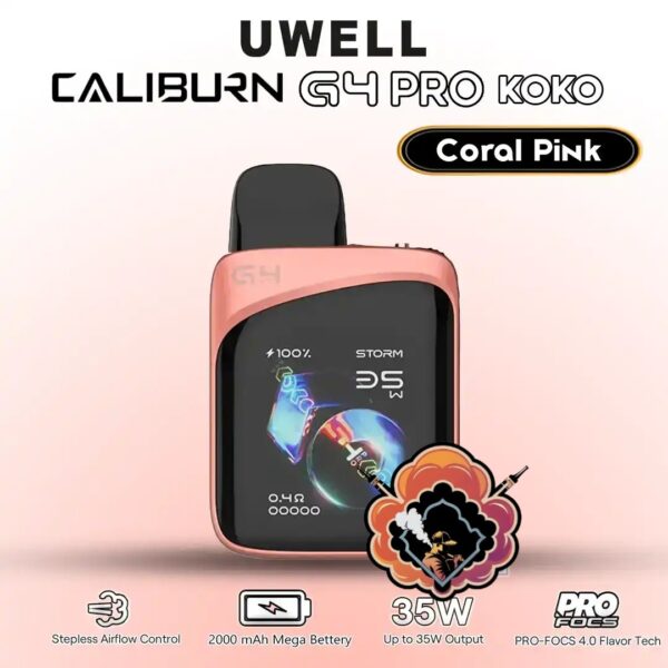 Uwell Caliburn G4 Pro KOKO Pod Kit Coral Pink