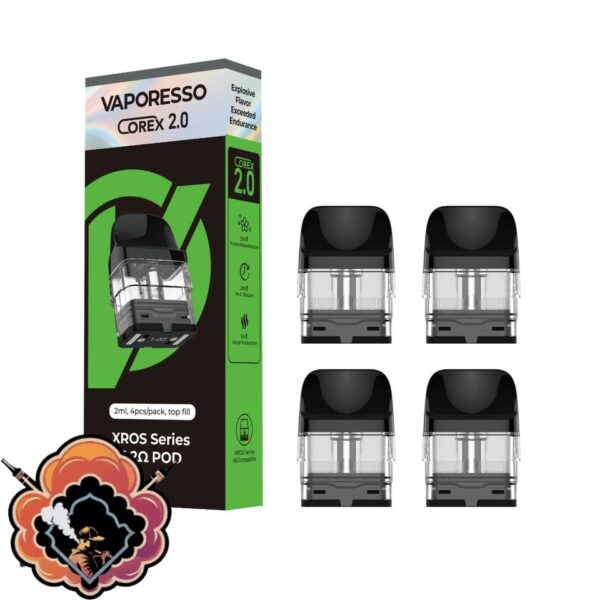VAPORESSO XROS Replacement Pod Cartridge 4PK 2ML Corex 2.0 Mesh 1.2 OHMS