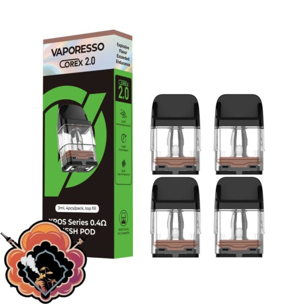 VAPORESSO XROS Replacement Pod Cartridge 4PK Top Fill 3ML Corex 2.0 Mesh 0.4 OHMS