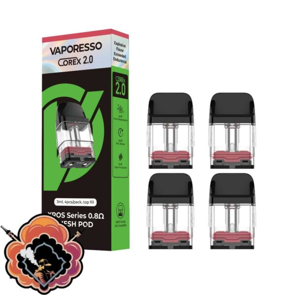 VAPORESSO XROS Replacement Pod Cartridge 4PK Top Fill 3ML Corex 2.0 Mesh 0.8 OHMS