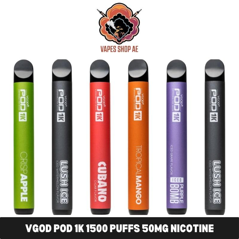 vgod pod 1k 1500 puffs 50mg nicotine disposable vape