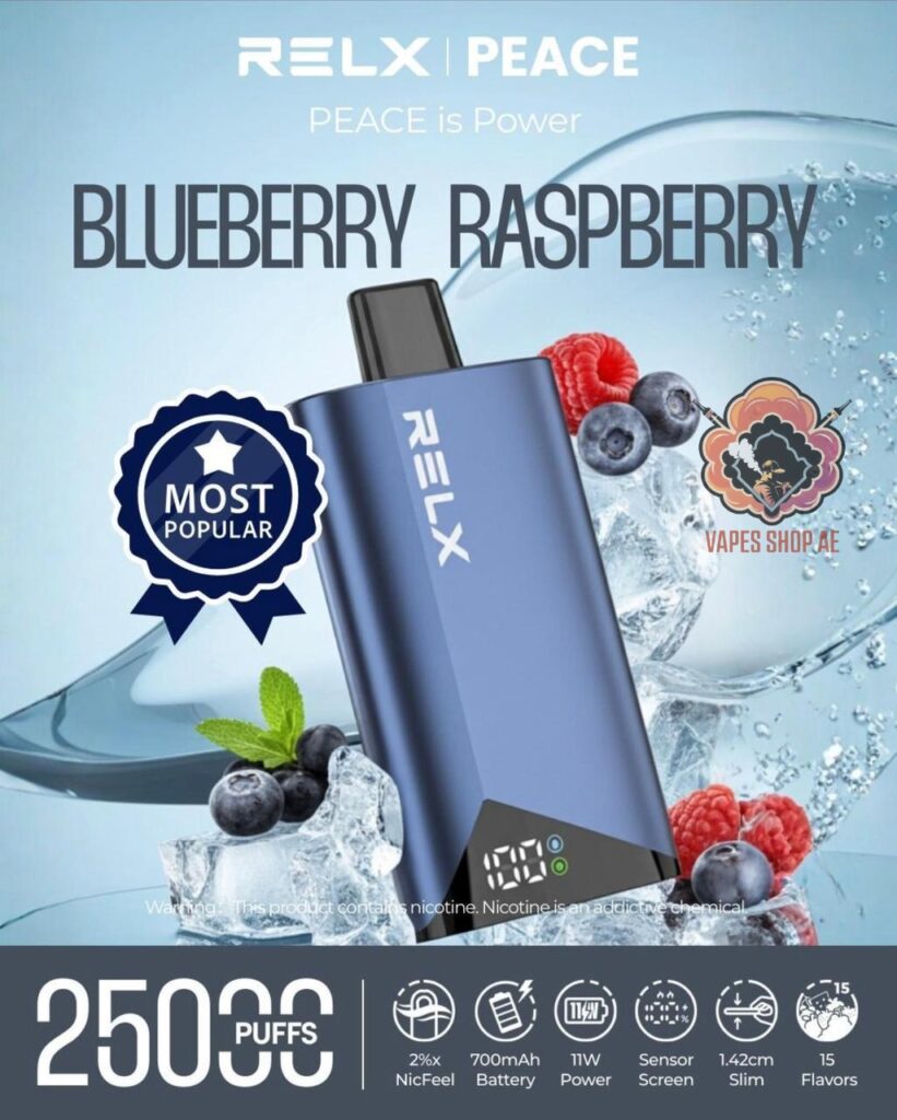 RELX Peace 25k puffs 20MG Disposable Vape in Dubai Blueberry Raspberry