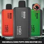 hqd miracle 8000 puffs zero nicotine 0% disposable vape in dubai