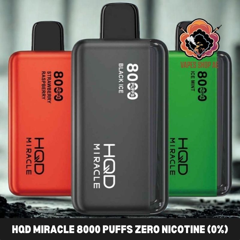 hqd miracle 8000 puffs zero nicotine 0% disposable vape in dubai