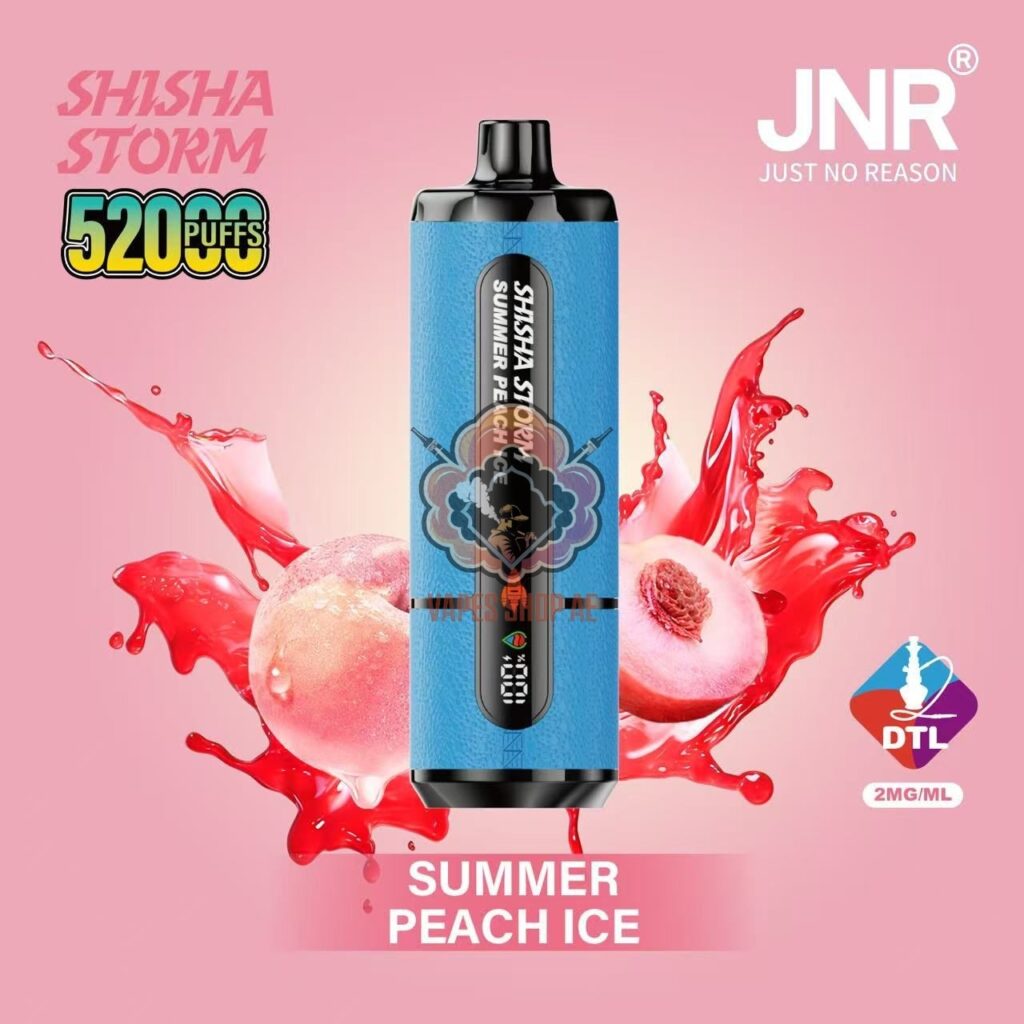 jnr shisha storm 52000 puffs disposable vape 2 dtl in the uae summer peach ice 1