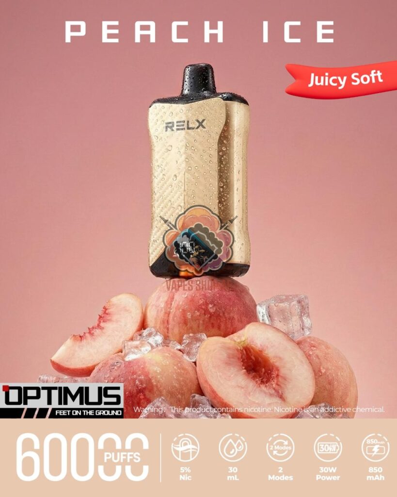relx optimus up to 60000 puffs 50mg peach ice