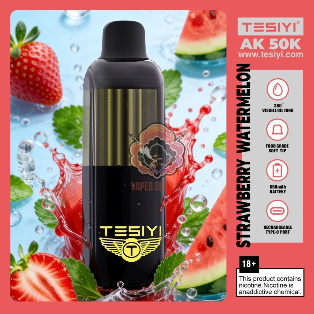 tesiyi ak 50000 puffs disposable vape 50mg in the uae strawberry watermelon