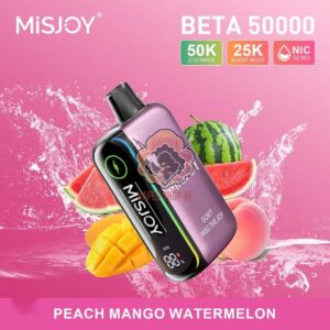 misjoy beta 50000 puffs disposable vape 50mg in the uae peach mango watermelon