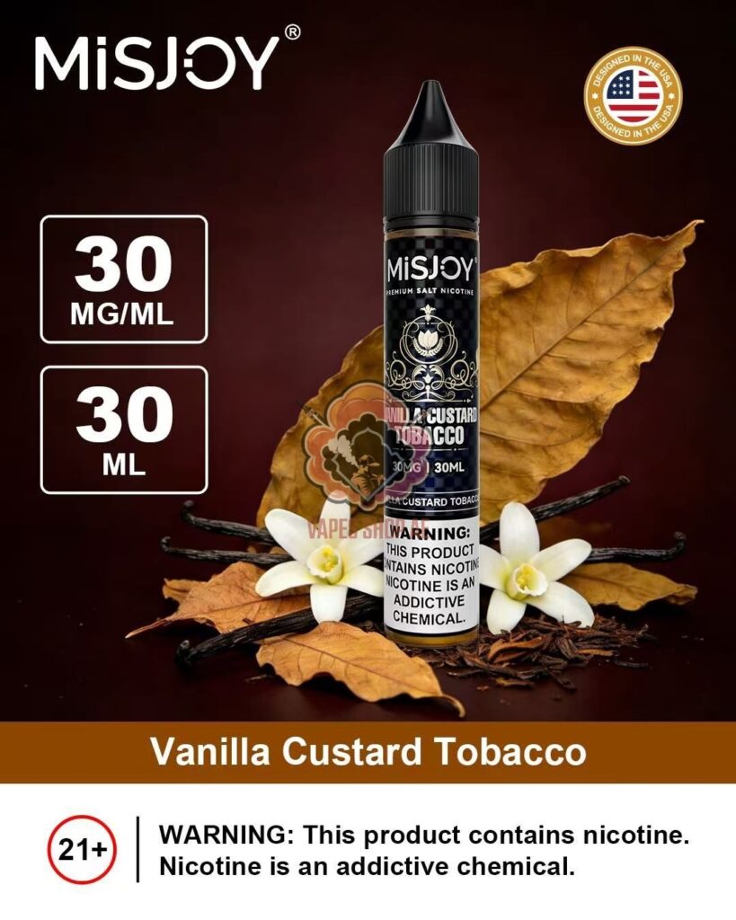 misjoy premium salt nicotine 30mg 30mg liquid usa brand vanilla custard tobacco