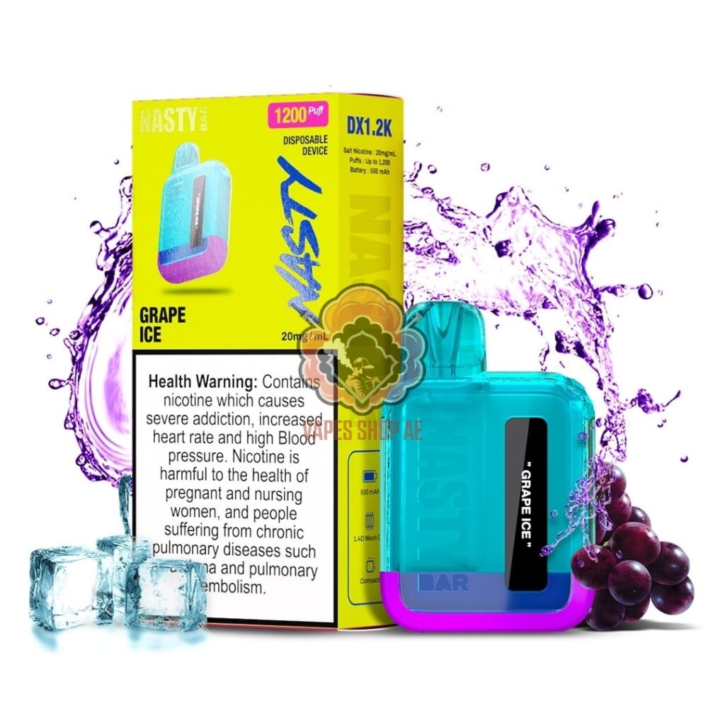 nasty bar 1200 puffs 20mg nicotine none rechargeable vape grape ice