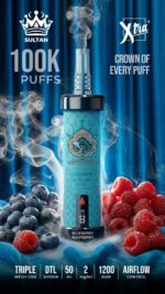 sultan xtra shisha dtl 100k puffs 2mg nicotine triple mesh vape blueberry raspberry
